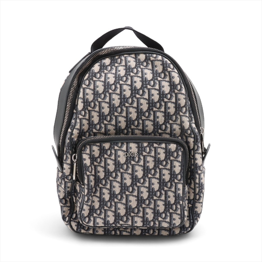 Dior Oblique Canvas Leather Body Belt Crossbody Bag Navy Blue